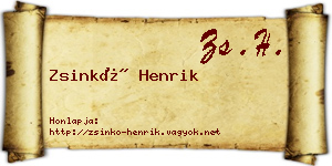 Zsinkó Henrik névjegykártya